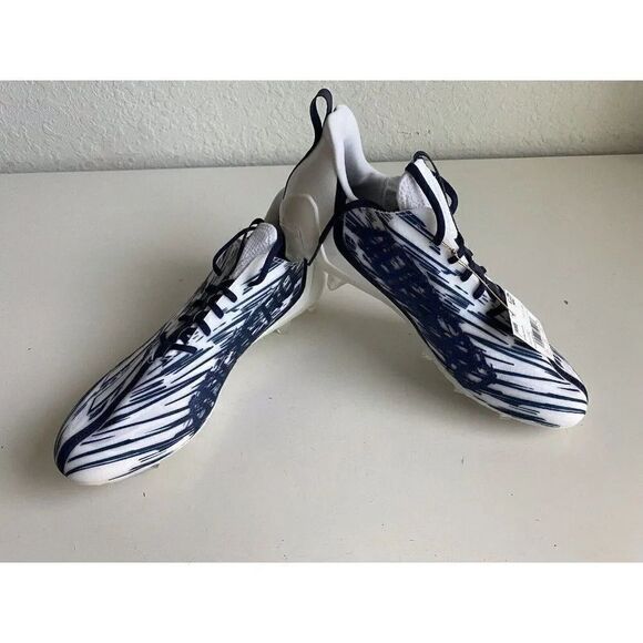 Adidas Adizero Football Cleats White Navy Blue Shoes GZ6912 Men's Sz 14 NEW - Picture 1 of 11